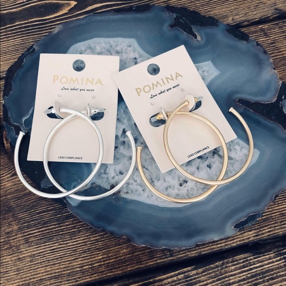 Matte Gold Hoops - Picture 1 of 2